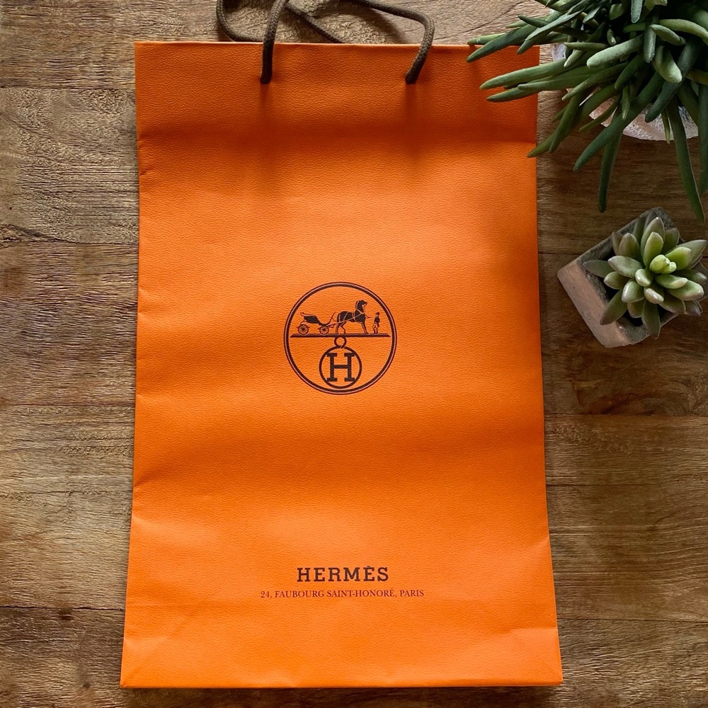 HERMÈS Signature Shoe Orange Shopping Bag